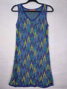 Kuna Mini Dress Women S Linen Pima Cotton Knit Zig Zag Chevron Sleeveless V-Neck